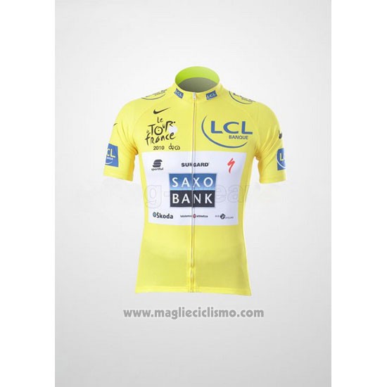 2010 Abbigliamento Ciclismo Saxobank Lider Giallo Manica Corta e Salopette